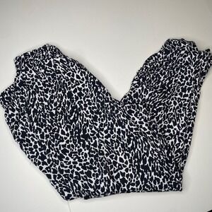 Coolibar Giesle Ruched Pants Women's Size S Black White Leopard Print UPF 50+